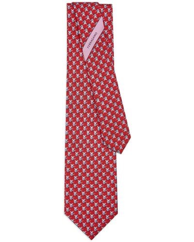 Ferragamo Ox-print Silk Tie - Red