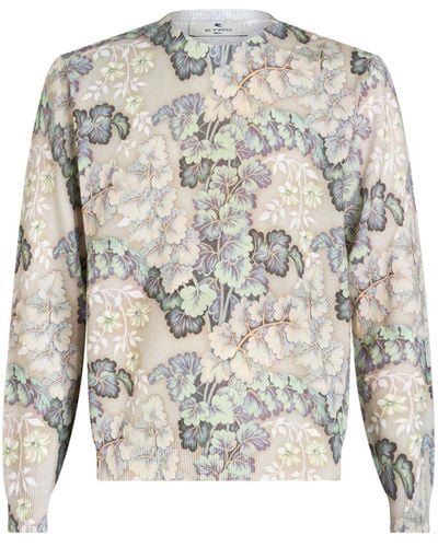 Etro Rundhals-Sweatshirt mit Blumen-Print - Grau