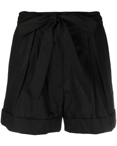 Pinko Shorts con cintura lazada - Negro