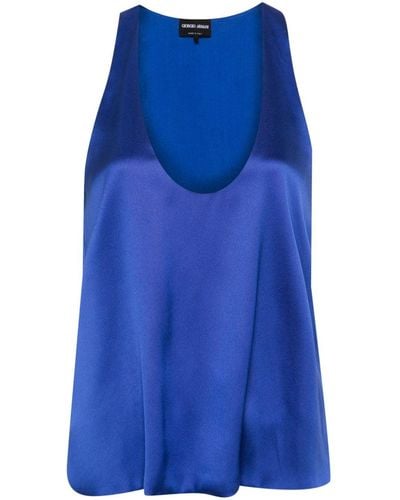 Giorgio Armani Sleeveless Silk Top - Blue