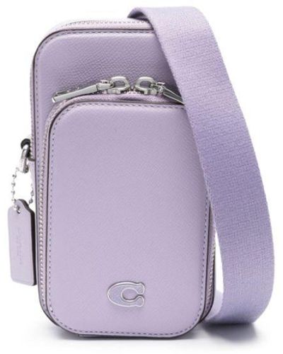 COACH Logo-appliqué Leather Shoulder Bag - Purple