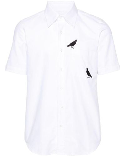 Thom Browne Raven-embroidered Cotton Shirt - White