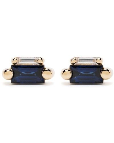 Suzanne Kalan 18kt Yellow Gold Sapphire Stud Earrings - Blue