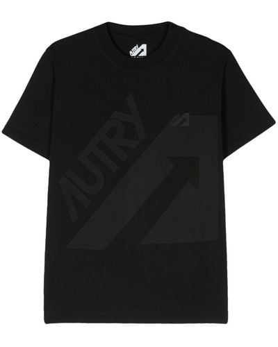 Autry T-shirt en coton à logo appliqué - Noir