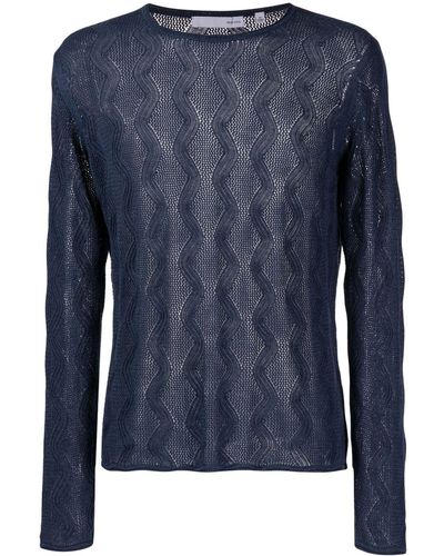 Private Stock The Cambon Wave-pattern Jumper - Blue