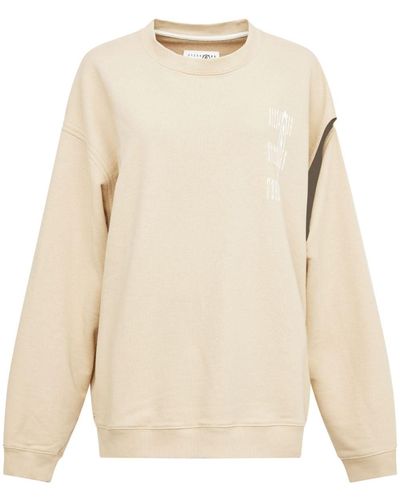 MM6 by Maison Martin Margiela Numbers-motif Cut-out Sweatshirt - Natural