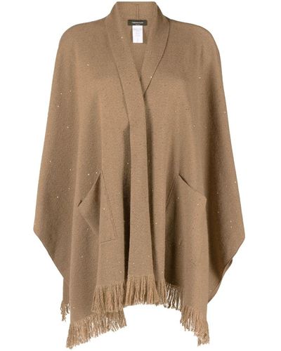 Fabiana Filippi Poncho con frange - Marrone