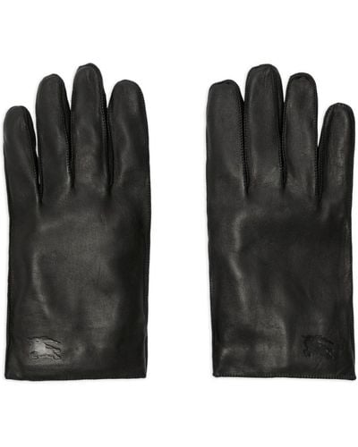 Burberry Logo-debossed Leather Gloves - Black