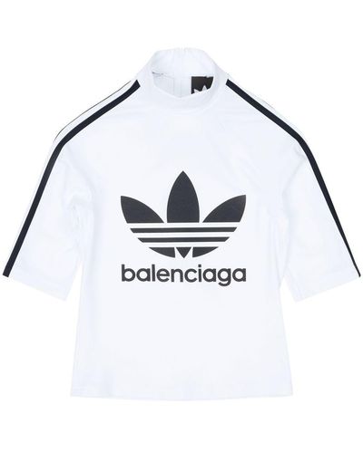 Balenciaga X Adidas Logo-print High-neck Top - White