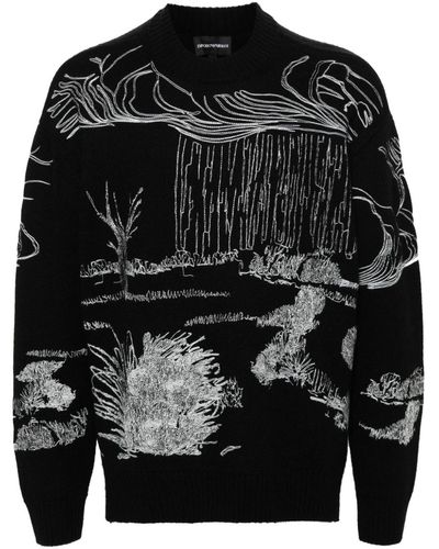EA7 Wool Turtle-Neck Sweater - Black