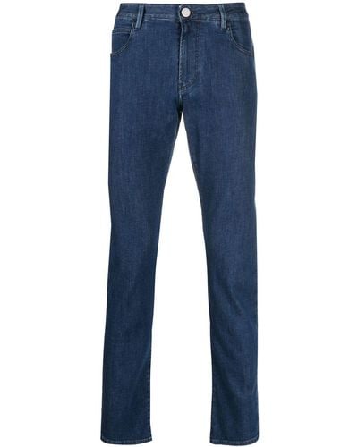 Giorgio Armani Halbhohe Slim-Fit-Jeans - Blau