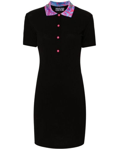 Versace Animalier Cotton Polo Dress - Black