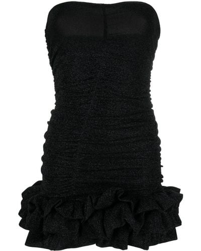 Amen Ruffle-detail Gathered Dress - Black