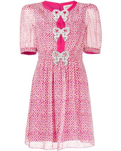 Saloni Jamie Minikleid mit grafischem Print - Pink