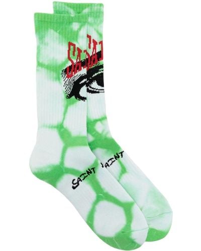 SAINT Mxxxxxx Eye-motif Cotton-blend Socks - Green