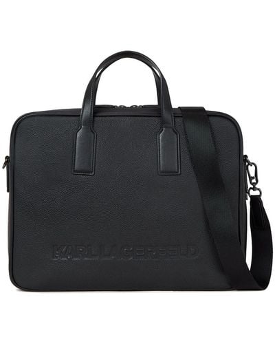 Karl Lagerfeld Essential Leather Briefcase - Black