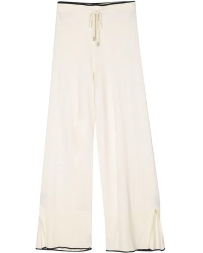 N.Peal Cashmere Pantalon en maille fine - Blanc
