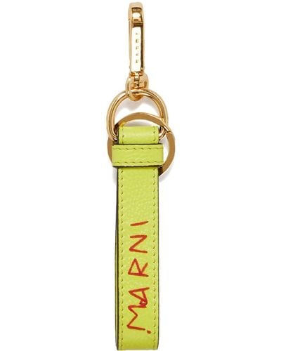 Marni Logo-embroidered Leather Keyring - Metallic