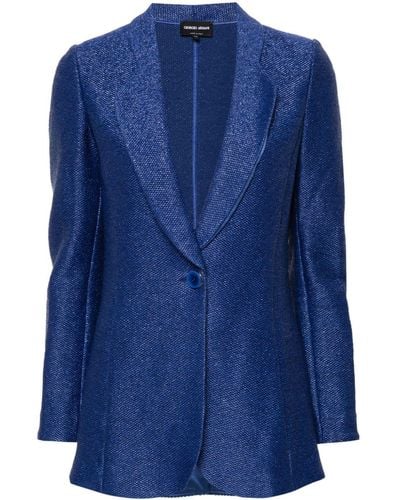 Giorgio Armani パターンジャカード ジャケット - ブルー