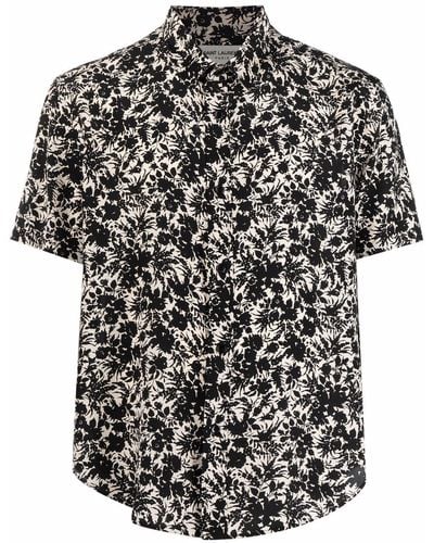 Saint Laurent Camisa con motivo floral - Negro