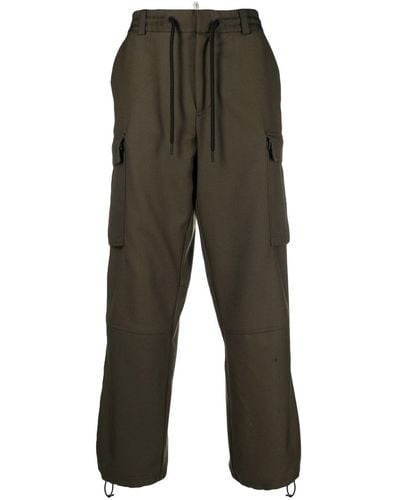 3 MONCLER GRENOBLE Wool Twill Trousers Green