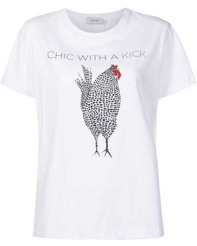 Isolda T-shirt en coton à imprimé graphique - Blanc