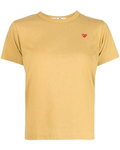 COMME DES GARÇONS PLAY Heart-detail Short-sleeved T-shirt - Yellow