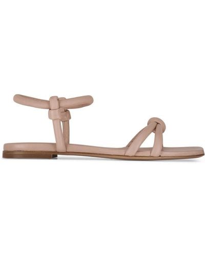 Gianvito Rossi Knot-detail Flat Leather Sandals - Natural