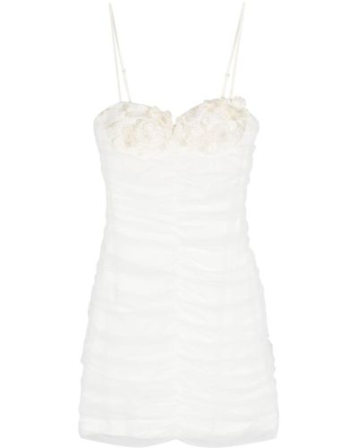 ROTATE BIRGER CHRISTENSEN Floral Appliqué Tulle Mini Dress - White
