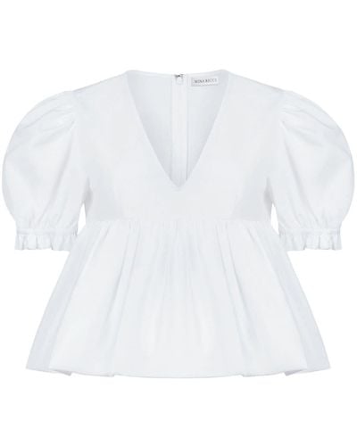 Nina Ricci Puff-sleeves Cotton Blouse - White