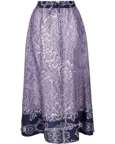 Pierre Louis Mascia Gonna Bresson Floral-print Straight Skirt - Purple