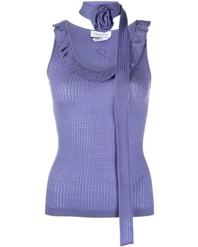 Blumarine Detachable-scarf knitted tank top - Viola