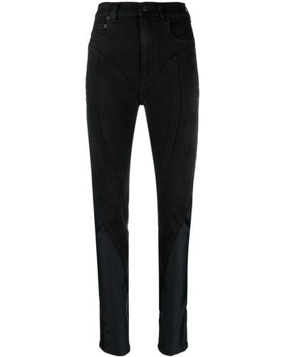 Mugler Contrast-panel Slim-fit Jeans - Black