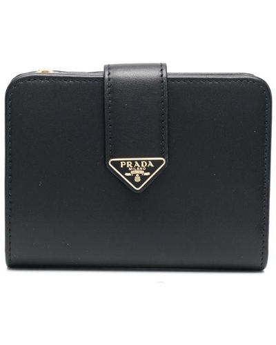 Prada Triangle-logo Leather Bi-fold Wallet - Black