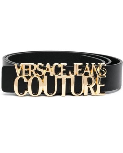 Versace Jeans Couture ロゴプレート レザーベルト - ブラック