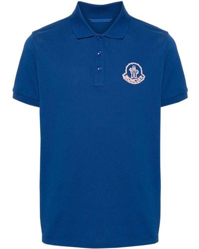 Moncler Poloshirt Met Geborduurd Logo - Blauw