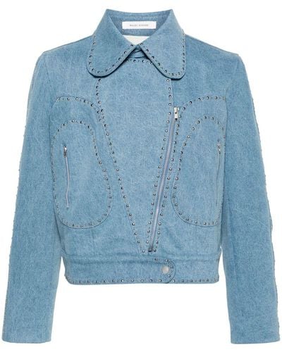 Wales Bonner Enzyme Studded Denim Jacket - Blue