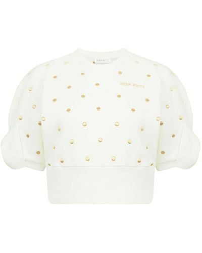 Nina Ricci Besticktes Cropped-Sweatshirt - Weiß