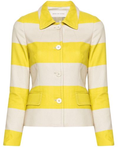 Dries Van Noten Striped Single-breasted Jacket - Yellow