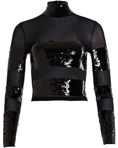 retroféte Nyx Sequin-embellished Top - Black