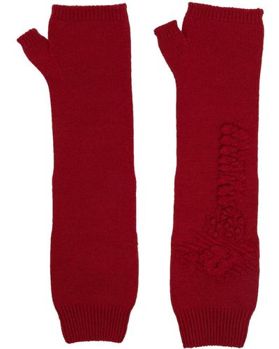 Barrie Cashmere Fingerless Mittens - Red
