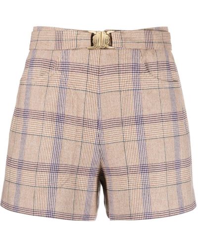 Maje Prince Of Wales Tailored Shorts - Natural