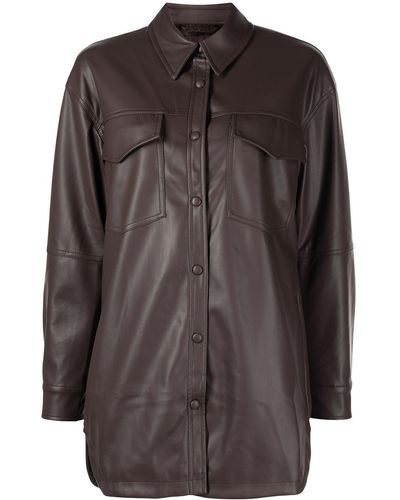 Apparis Long-sleeve Leather-look Shirt - Brown