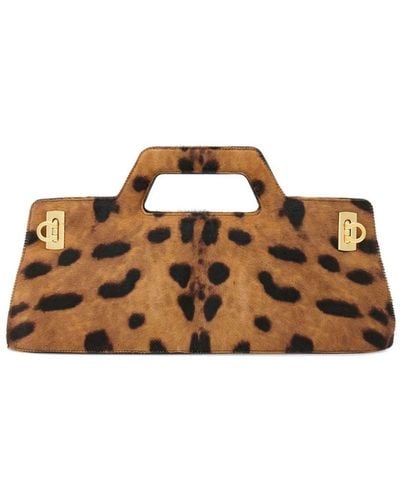Ferragamo Wanda East-west Leopard-print Tote Bag - Brown