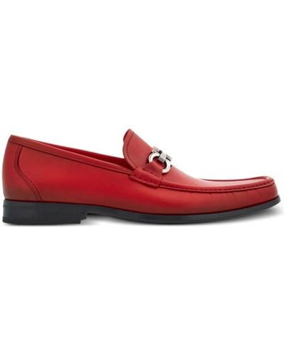Ferragamo Gancini-plaque Leather Loafers - Red