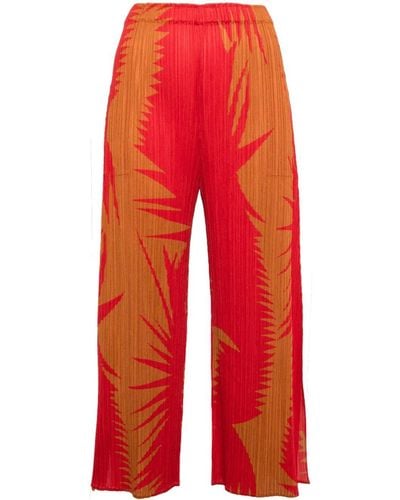 Pleats Please Issey Miyake Piquant Wide-leg Trousers - Red