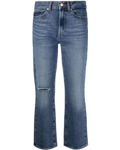 7 For All Mankind Cropped-Jeans mit hohem Bund - Blau
