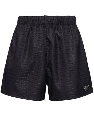 Prada Shorts in Re-nylon con logo - Blu