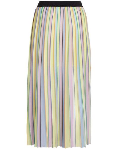 Karl Lagerfeld Pleated Striped Maxi Skirt - Blue