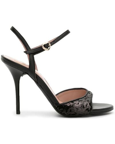 Love Moschino 110mm Sequin-embellished Leather Sandals - Black